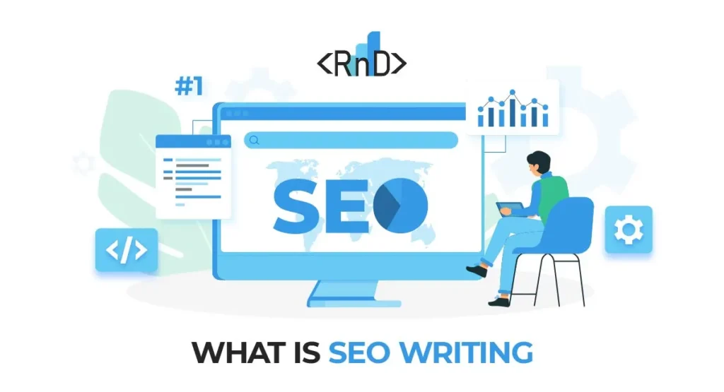 A man sitting and researching about SEO writing