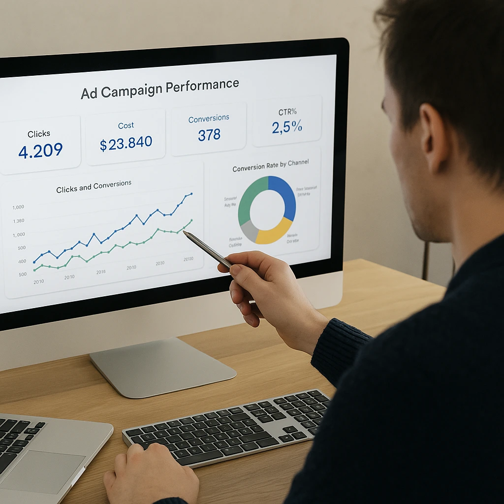 of Person analyzing ad campaign data