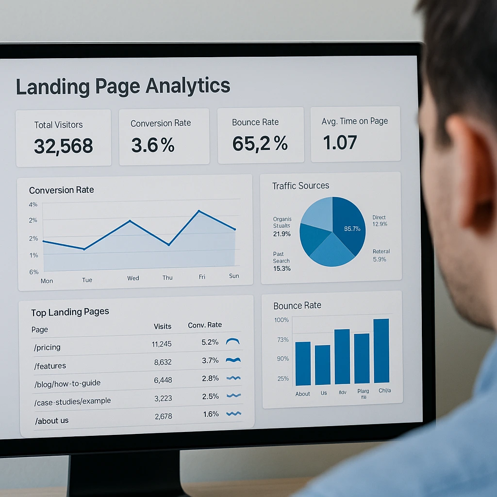 Landing page analytics dashboard